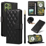 For Motorola Edge 70 5G Wallet Case Rhombus Leather Phone Cover with Strap