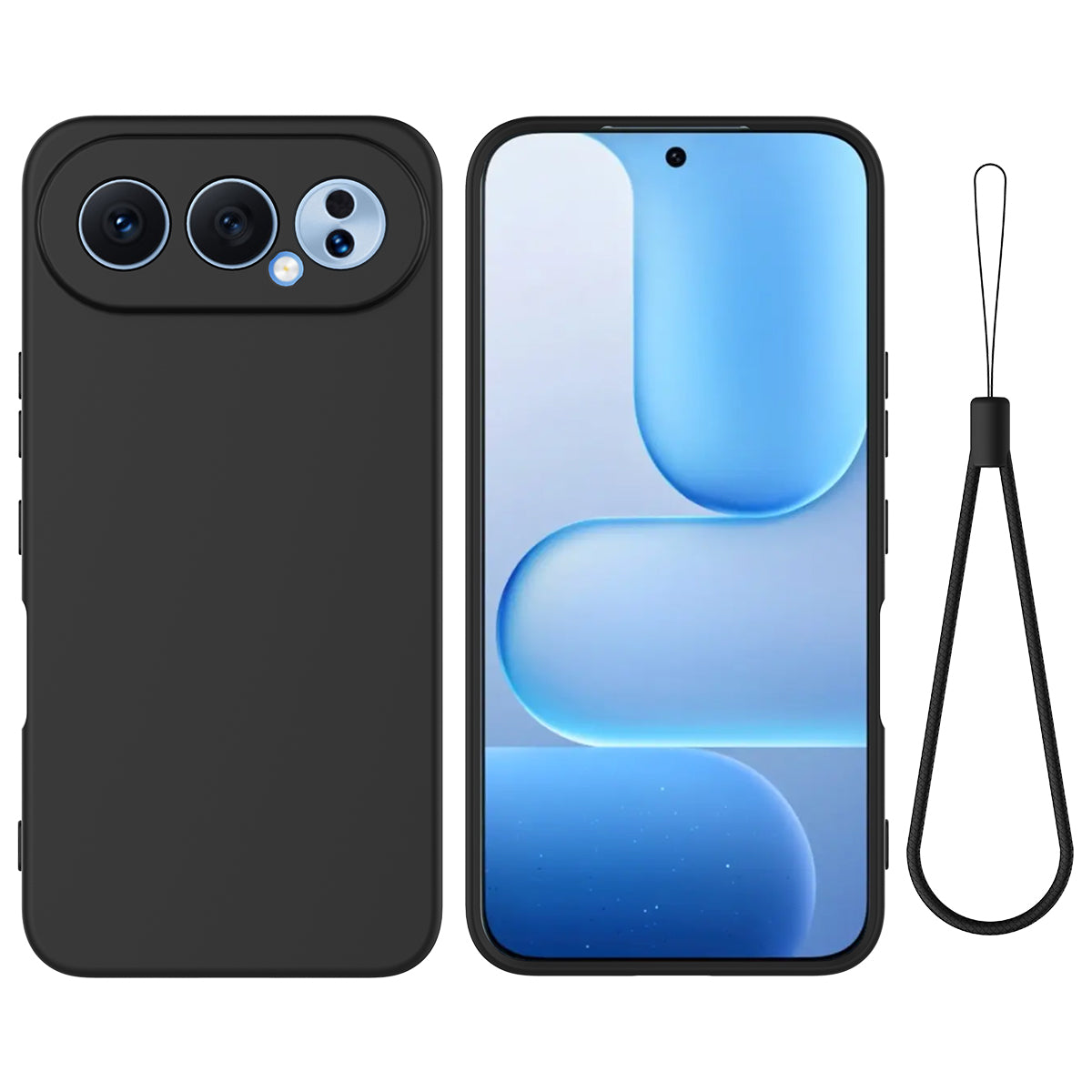 For Honor 500 Pro 5G / Honor 500 5G Liquid Silicone Case Phone Back Cover with Hand Strap