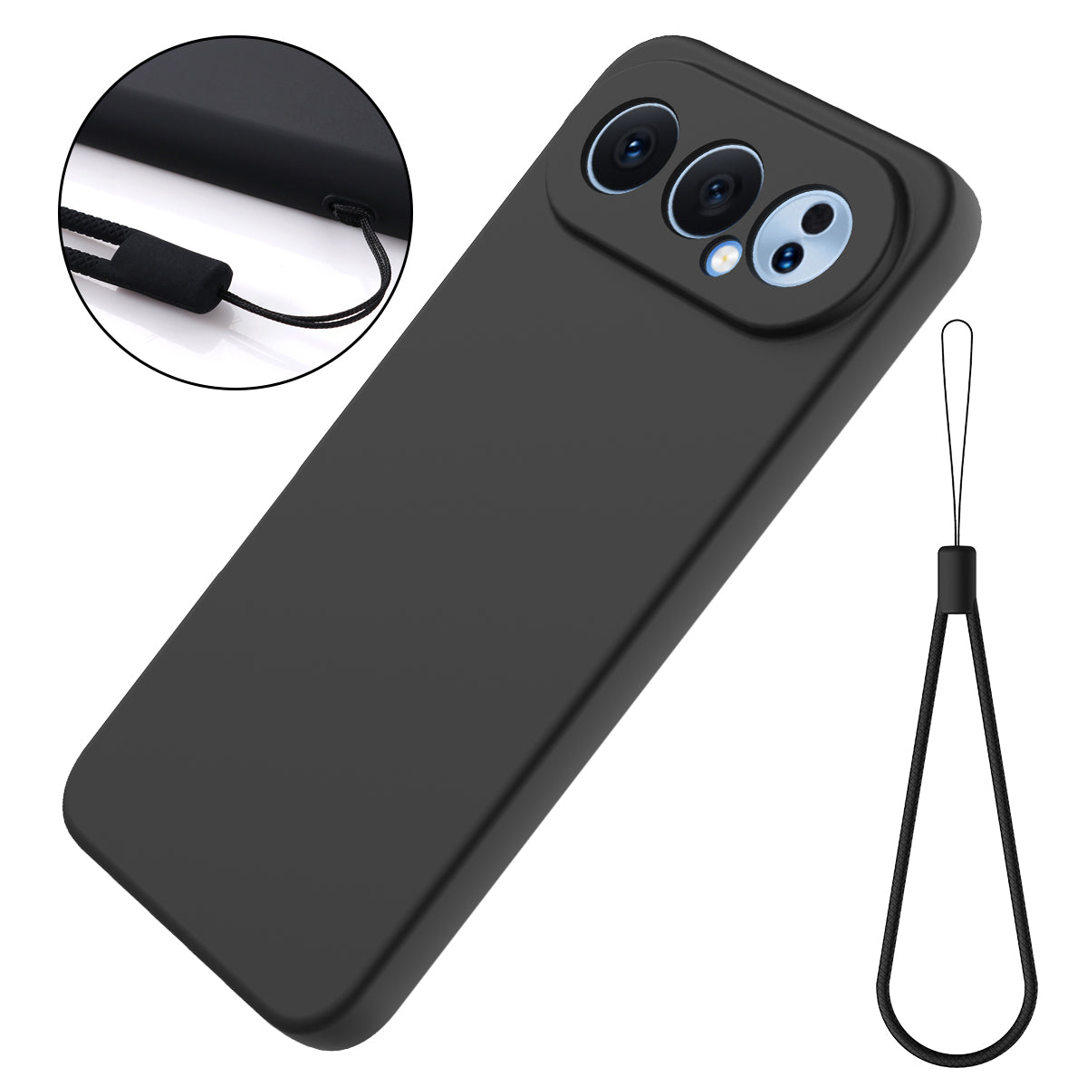 For Honor 500 Pro 5G / Honor 500 5G Liquid Silicone Case Phone Back Cover with Hand Strap