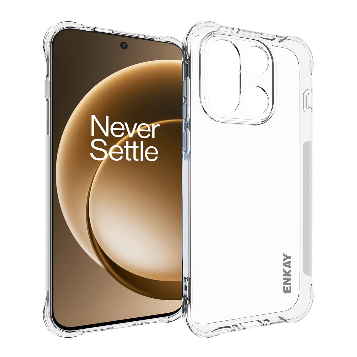ENKAY HAT PRINCE-gennemsigtigt etui til OnePlus 15 5G, stødsikkert og skridsikkert TPU-etui