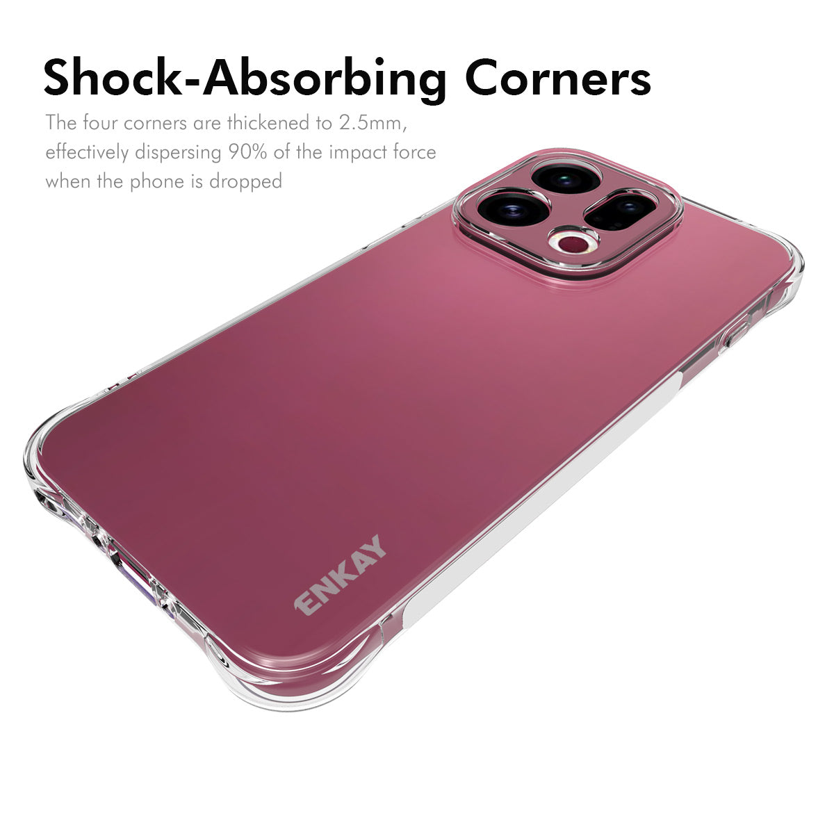 ENKAY HAT PRINCE-gennemsigtigt mobilcover til Oppo Find X9 5G, stødsikkert TPU-cover med skridsikker overflade