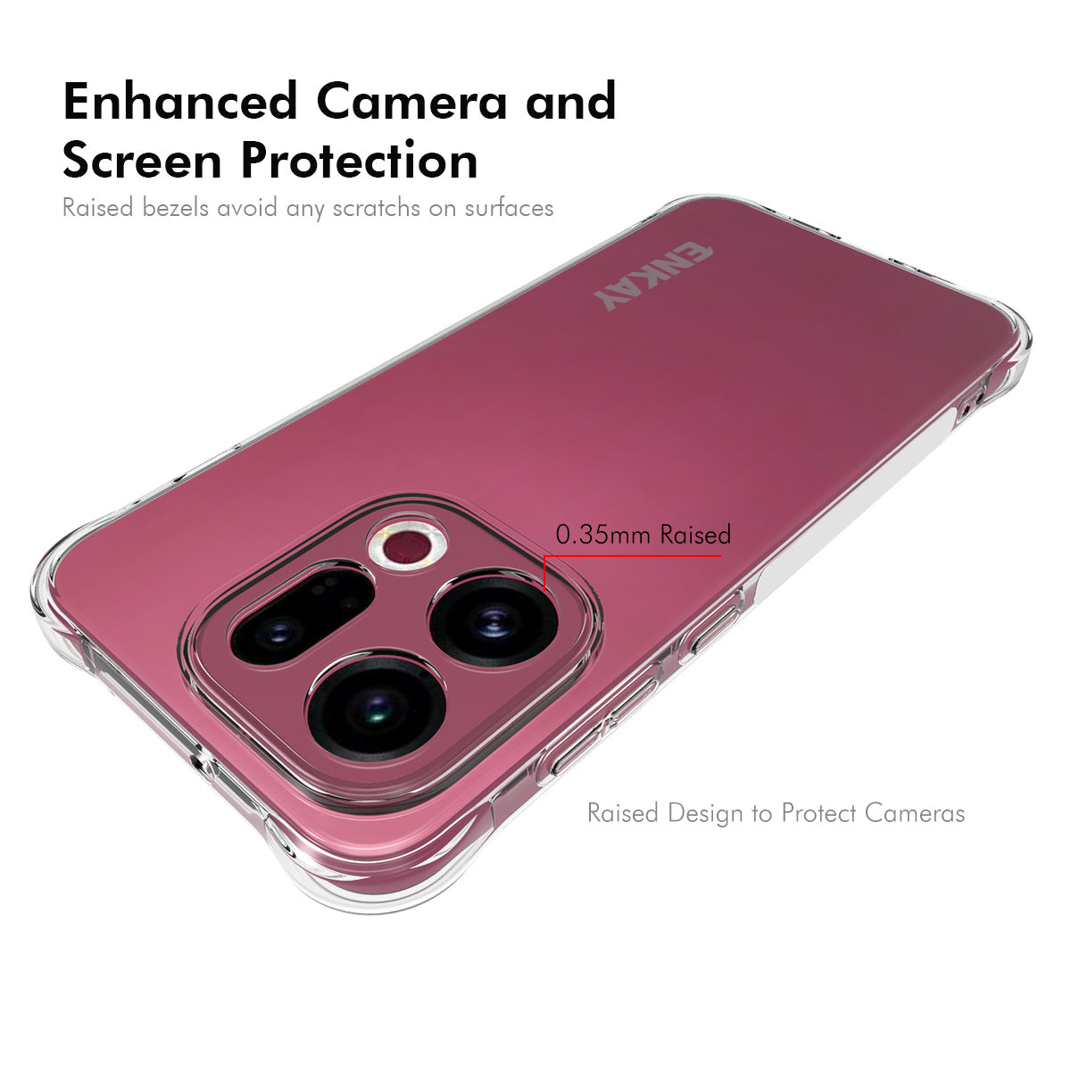 ENKAY HAT PRINCE-gennemsigtigt mobilcover til Oppo Find X9 5G, stødsikkert TPU-cover med skridsikker overflade