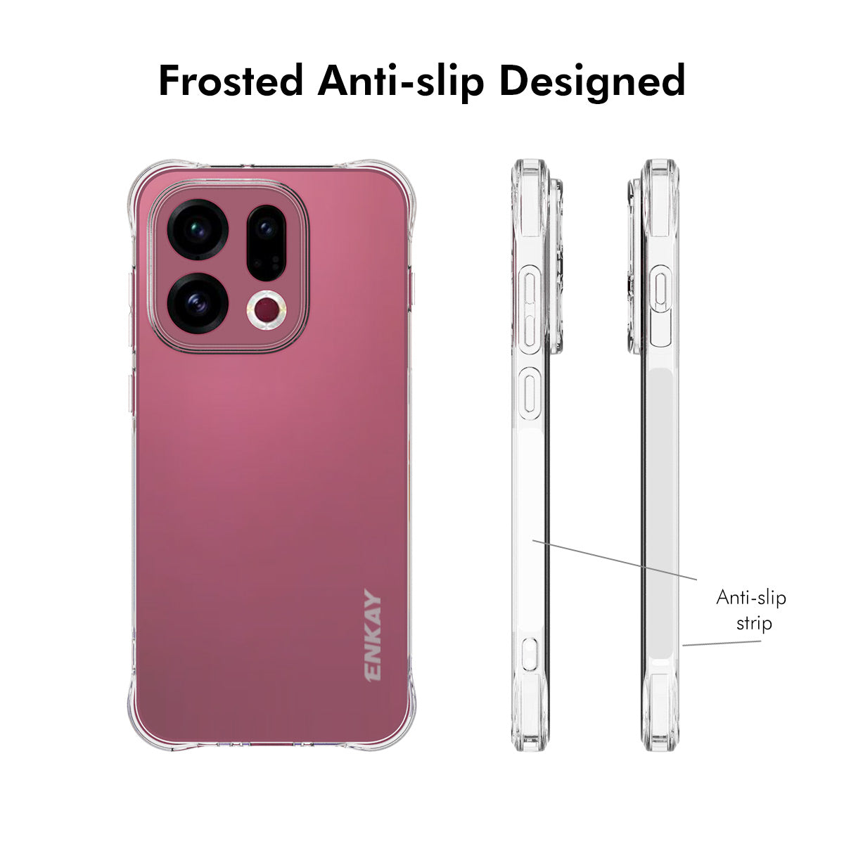 ENKAY HAT PRINCE-gennemsigtigt mobilcover til Oppo Find X9 5G, stødsikkert TPU-cover med skridsikker overflade