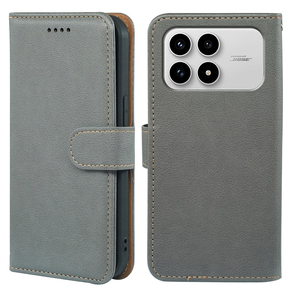 Phone Case For Xiaomi Redmi K90 5G  /  Poco F8 Pro 5G RFID Blocking Wallet Litchi Texture Leather Phone Cover Magnetic Clasp