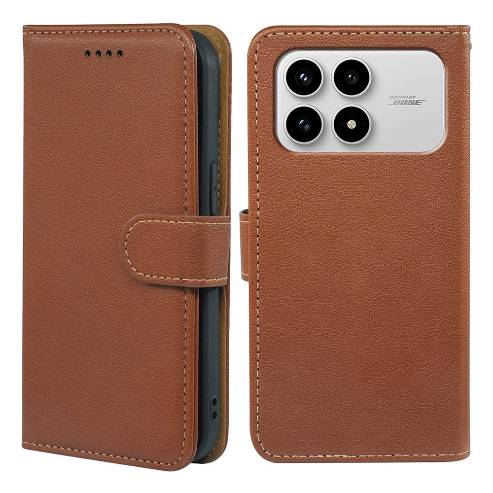Phone Case For Xiaomi Redmi K90 5G  /  Poco F8 Pro 5G RFID Blocking Wallet Litchi Texture Leather Phone Cover Magnetic Clasp