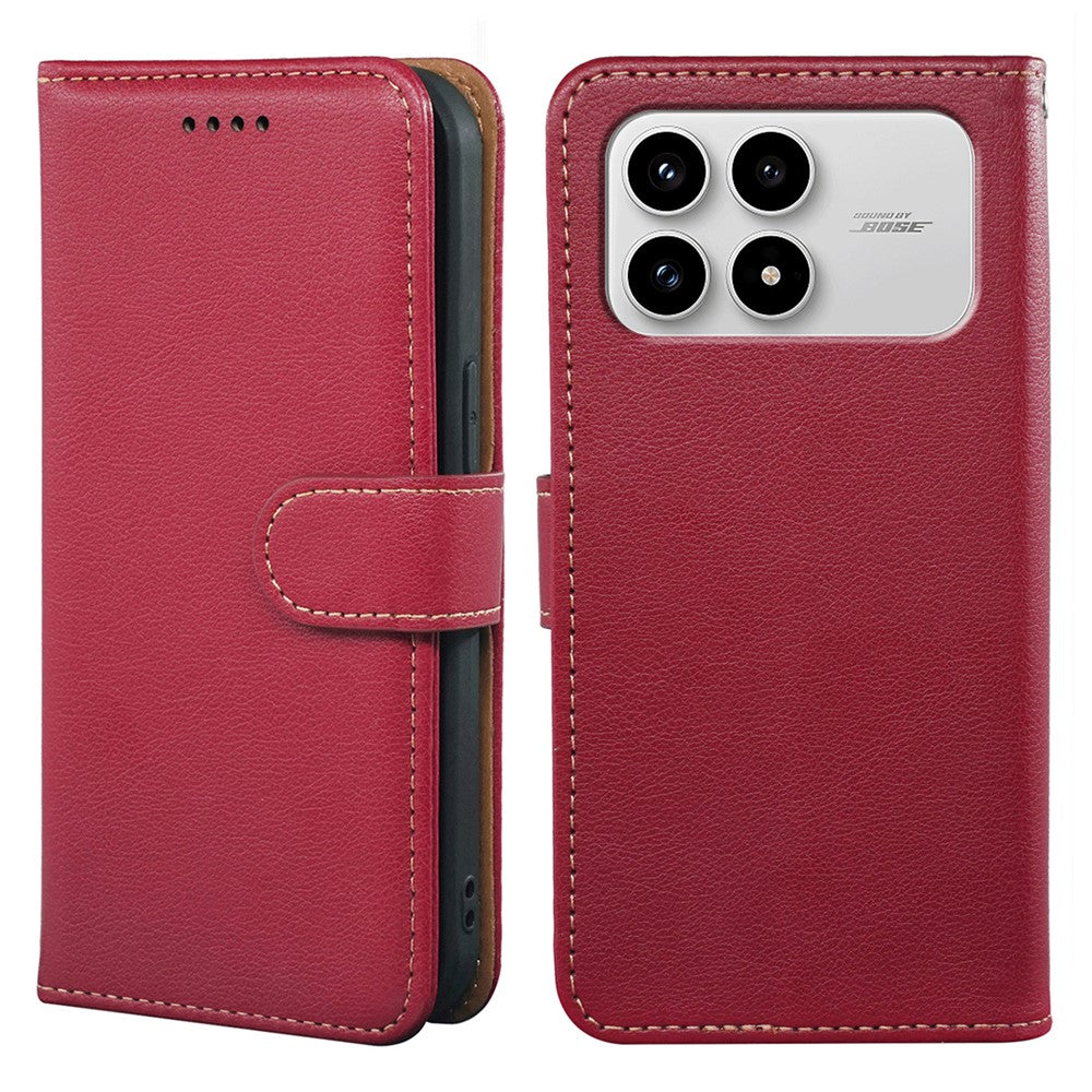 Phone Case For Xiaomi Redmi K90 5G  /  Poco F8 Pro 5G RFID Blocking Wallet Litchi Texture Leather Phone Cover Magnetic Clasp