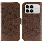 For Xiaomi Poco F8 Pro 5G / Redmi K90 5G Case PU Leather Mandala Imprinted Design Wallet Phone Cover with Wrist Strap