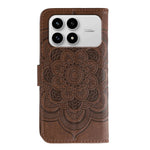 For Xiaomi Poco F8 Pro 5G / Redmi K90 5G Case PU Leather Mandala Imprinted Design Wallet Phone Cover with Wrist Strap