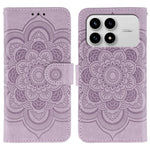 For Xiaomi Poco F8 Pro 5G / Redmi K90 5G Case PU Leather Mandala Imprinted Design Wallet Phone Cover with Wrist Strap