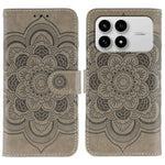 For Xiaomi Poco F8 Pro 5G / Redmi K90 5G Case PU Leather Mandala Imprinted Design Wallet Phone Cover with Wrist Strap