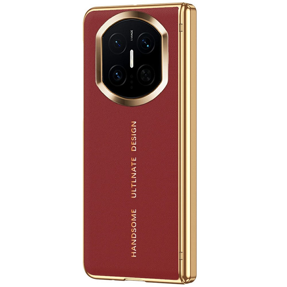 For Huawei Mate X7 Case PU Leather+PC Electroplating Phone Cover with Tempered Glass Screen Film