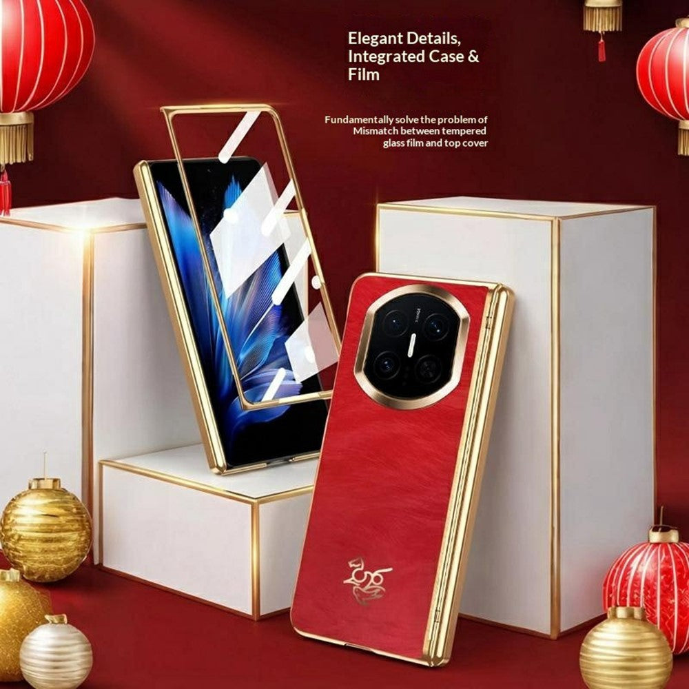 For Huawei Mate X7 Case Horse Pattern Hinge Protection Hard PC Phone Cover with Front Screen Protector