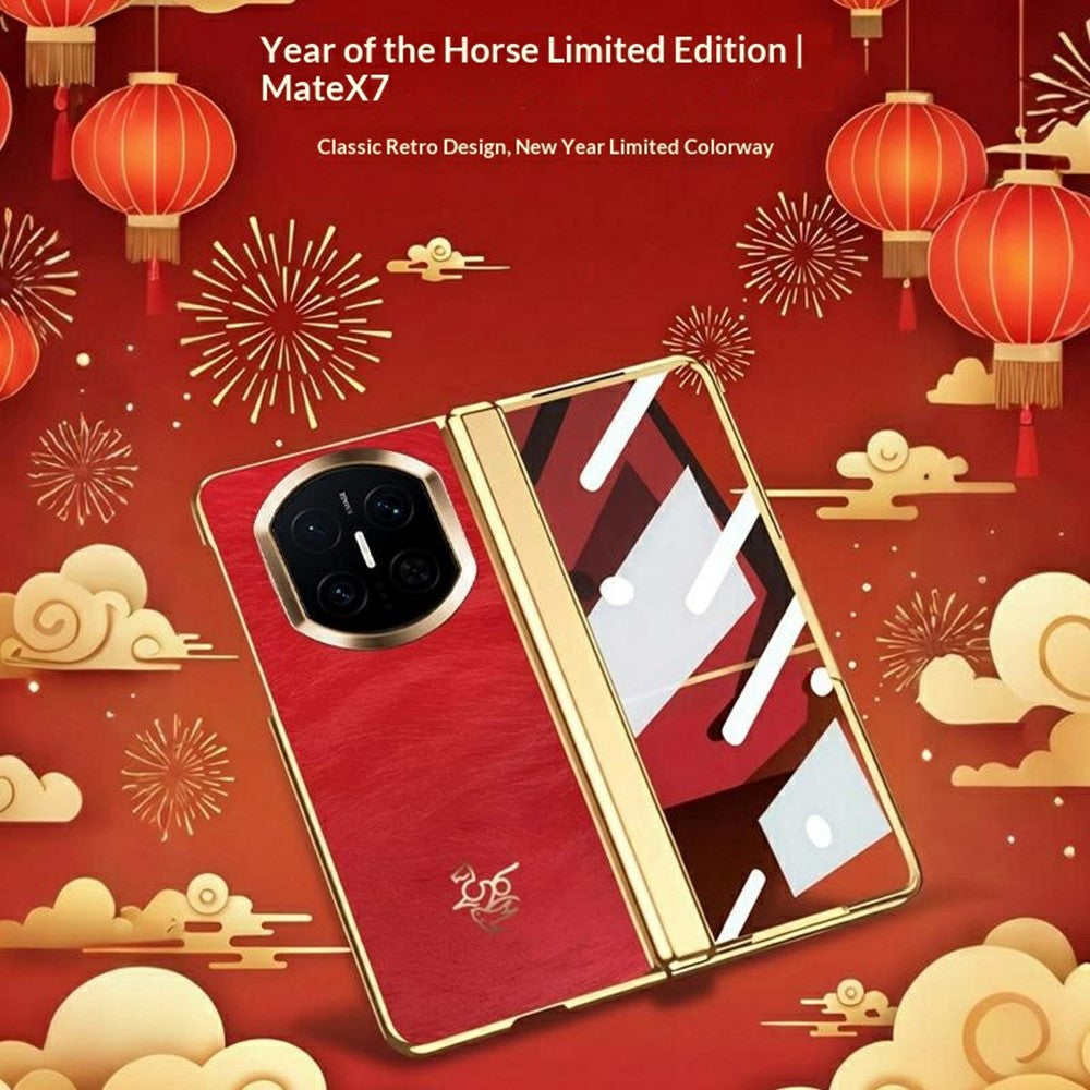For Huawei Mate X7 Case Horse Pattern Hinge Protection Hard PC Phone Cover with Front Screen Protector