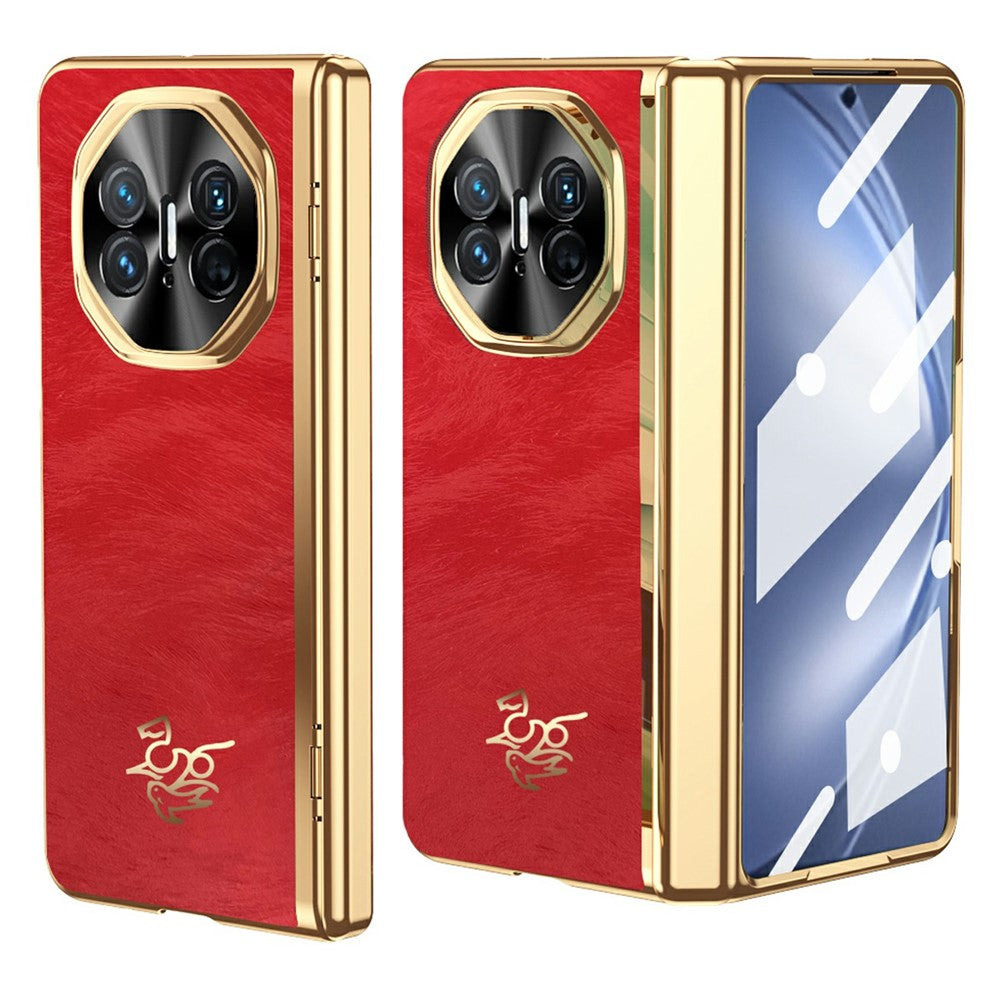 For Huawei Mate X3 4G Case Horse Pattern Hinge Protection Hard PC Phone Cover with Front Screen Protector