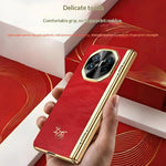 For Huawei Mate X3 4G Case Horse Pattern Hinge Protection Hard PC Phone Cover with Front Screen Protector