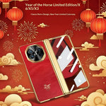 For Huawei Mate X3 4G Case Horse Pattern Hinge Protection Hard PC Phone Cover with Front Screen Protector