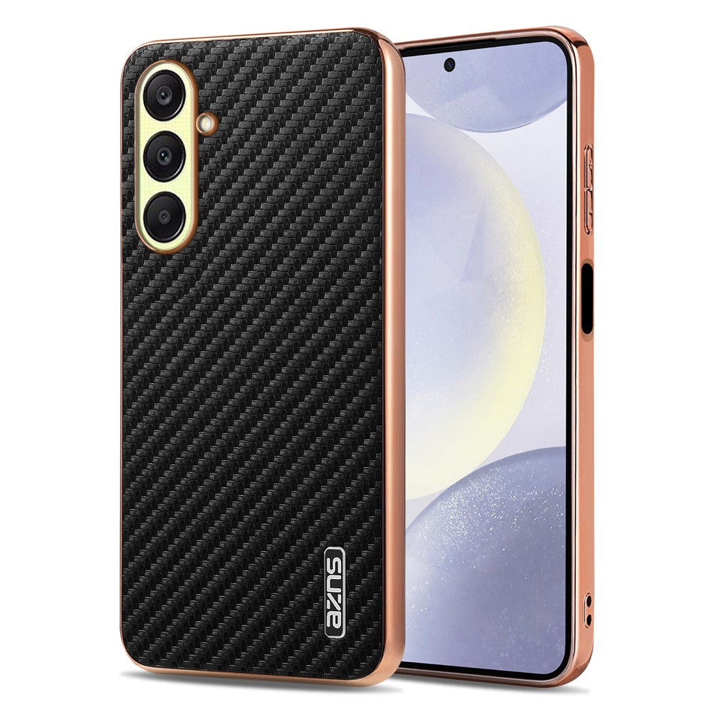 AZNS For Samsung Galaxy A57 5G Case Electroplating Carbon Fiber Texture PU + TPU Phone Cover