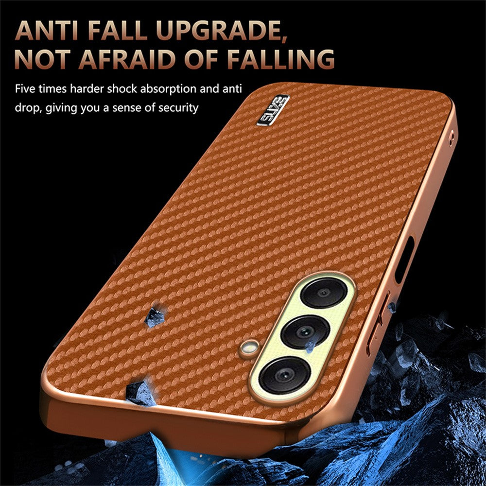 AZNS For Samsung Galaxy A57 5G Case Electroplating Carbon Fiber Texture PU + TPU Phone Cover
