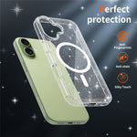 Til iPhone 17 Magnetisk Cover Glitter Design TPU PC PET Stødsikkert Telefoncover