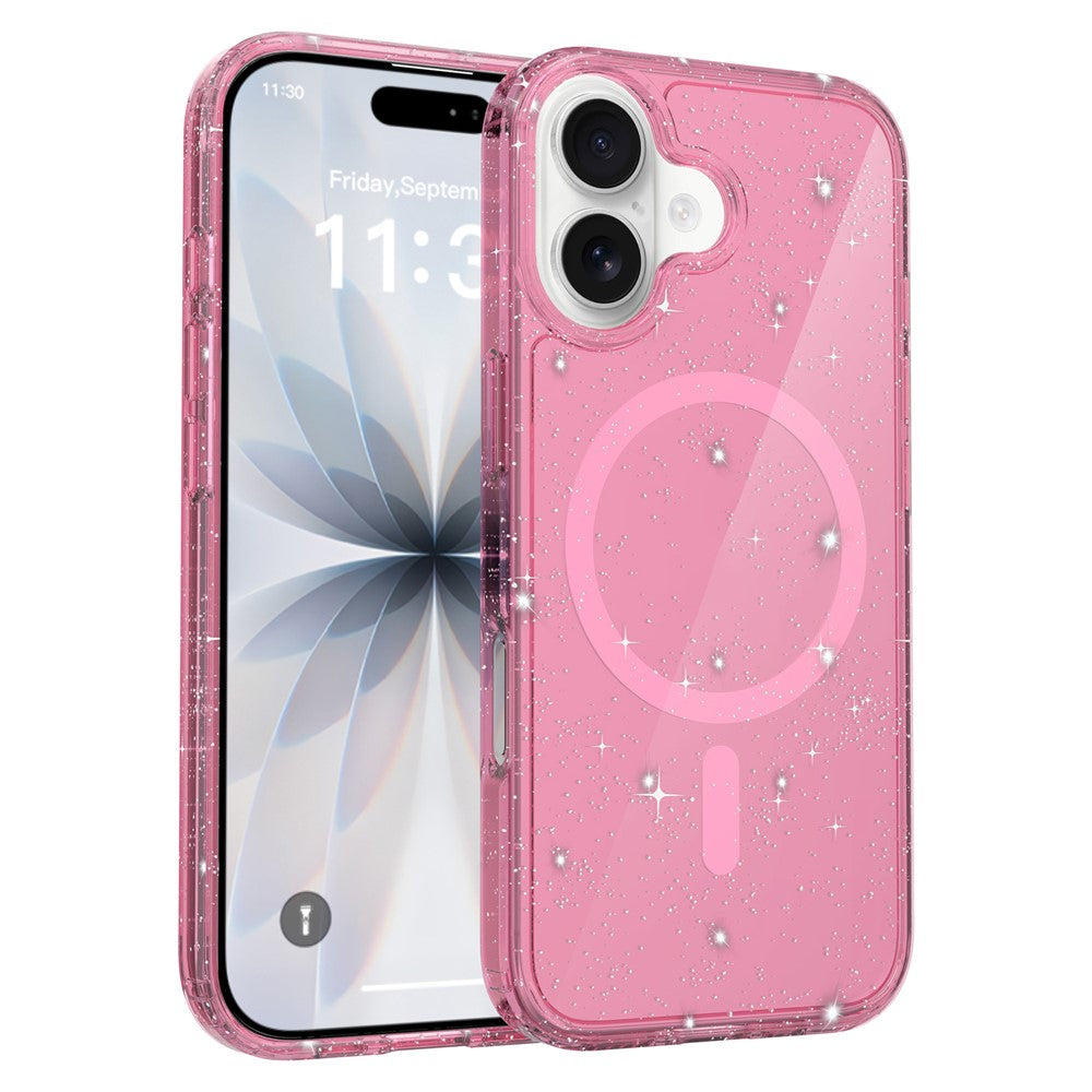 Til iPhone 17 Magnetisk Cover Glitter Design TPU PC PET Stødsikkert Telefoncover
