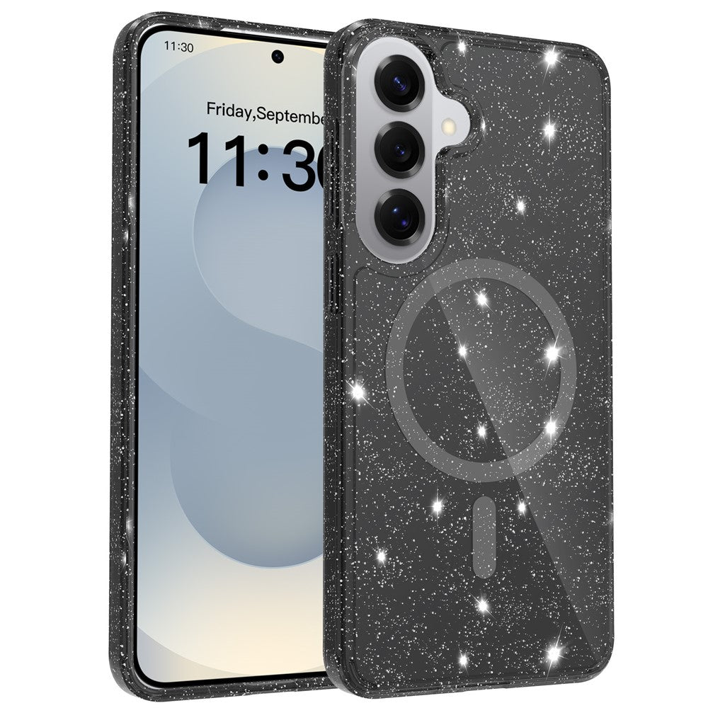 Magnetiskt skal för Samsung Galaxy S26+ med glitterdesign TPU PC PET stötsäkert mobilskal