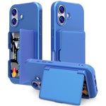 Til iPhone 17 cover med kortholder / spejl / støttefod TPU + PC telefonbagcover