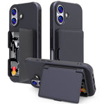 Til iPhone 17 cover med kortholder / spejl / støttefod TPU + PC telefonbagcover