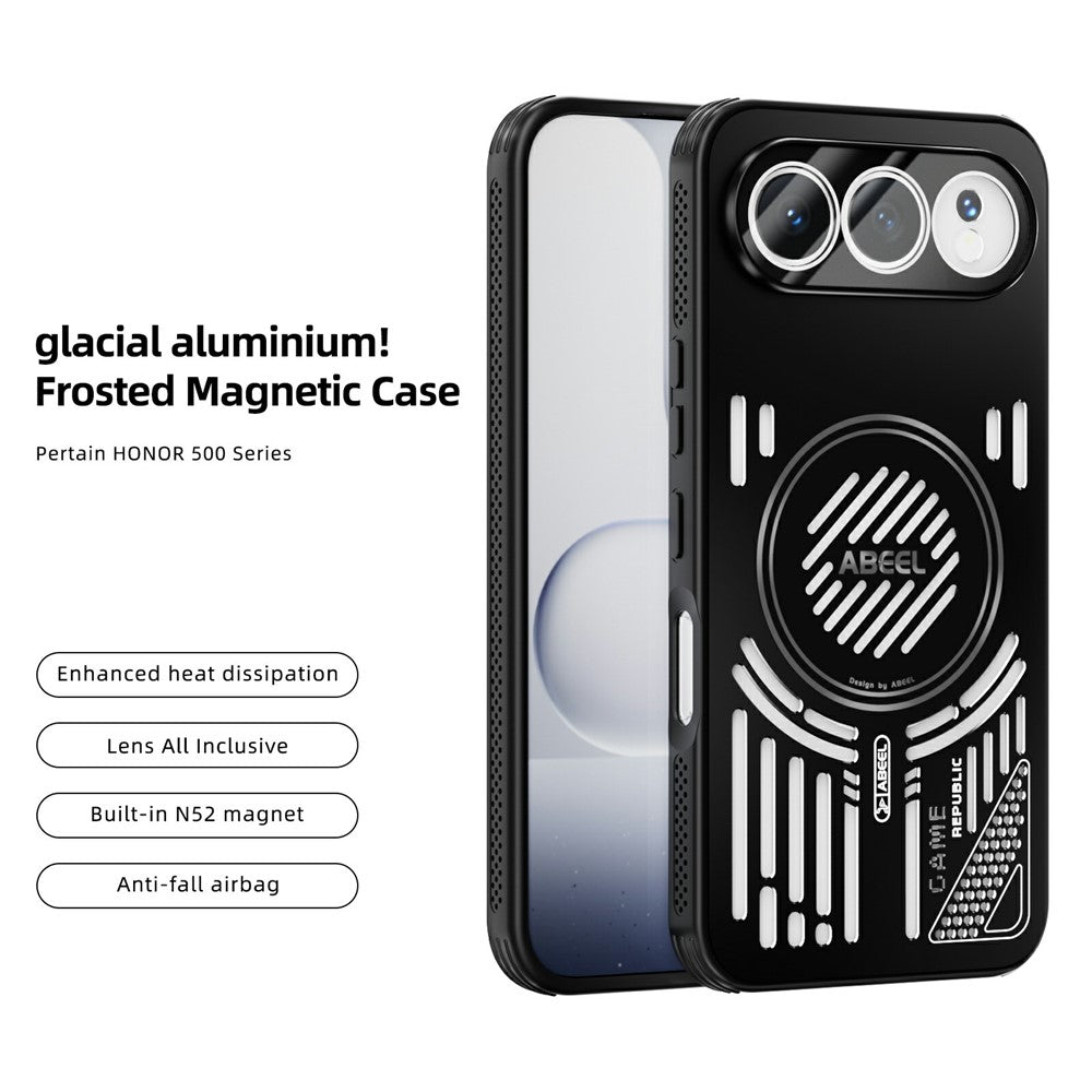 ABEEL For Honor 500 5G Magnetisk Cover i Aluminiumslegering + PC + TPU Hul Varmeafledning Telefoncover