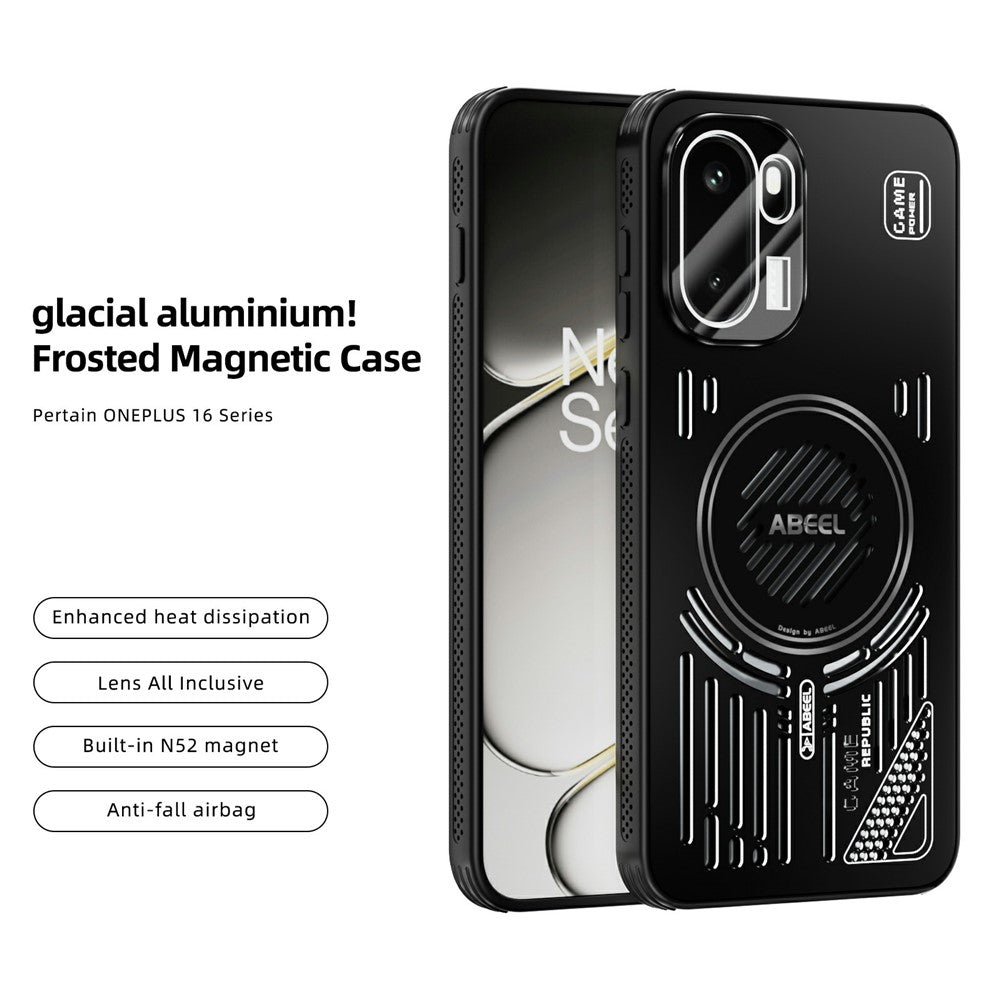 ABEEL För OnePlus 15R 5G / Ace 6T 5G / Ace 6 5G Magnetiskt Skal Aluminiumlegering + PC + TPU Ihåligt Värmeavledande mobilskal