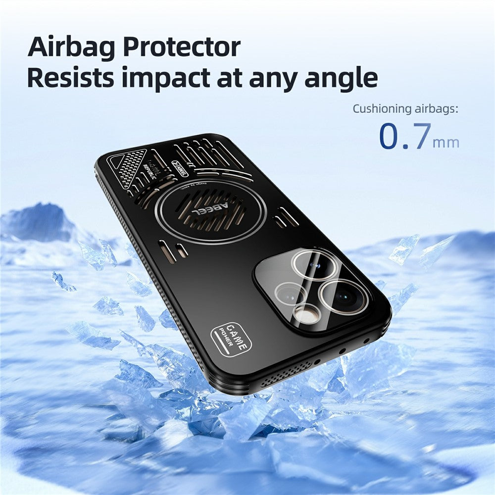 ABEEL För Oppo Reno15 Pro Max 5G (Global) / Reno15 Pro 5G (Kina) Magnetiskt Skal Aluminiumlegering + PC + TPU Ihåligt Värmeavledande mobilskal