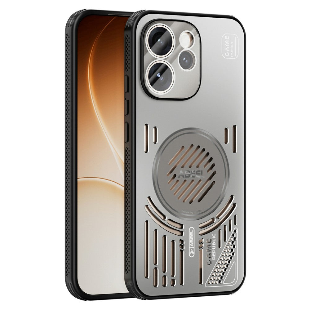 ABEEL För Oppo Reno15 Pro Max 5G (Global) / Reno15 Pro 5G (Kina) Magnetiskt Skal Aluminiumlegering + PC + TPU Ihåligt Värmeavledande mobilskal