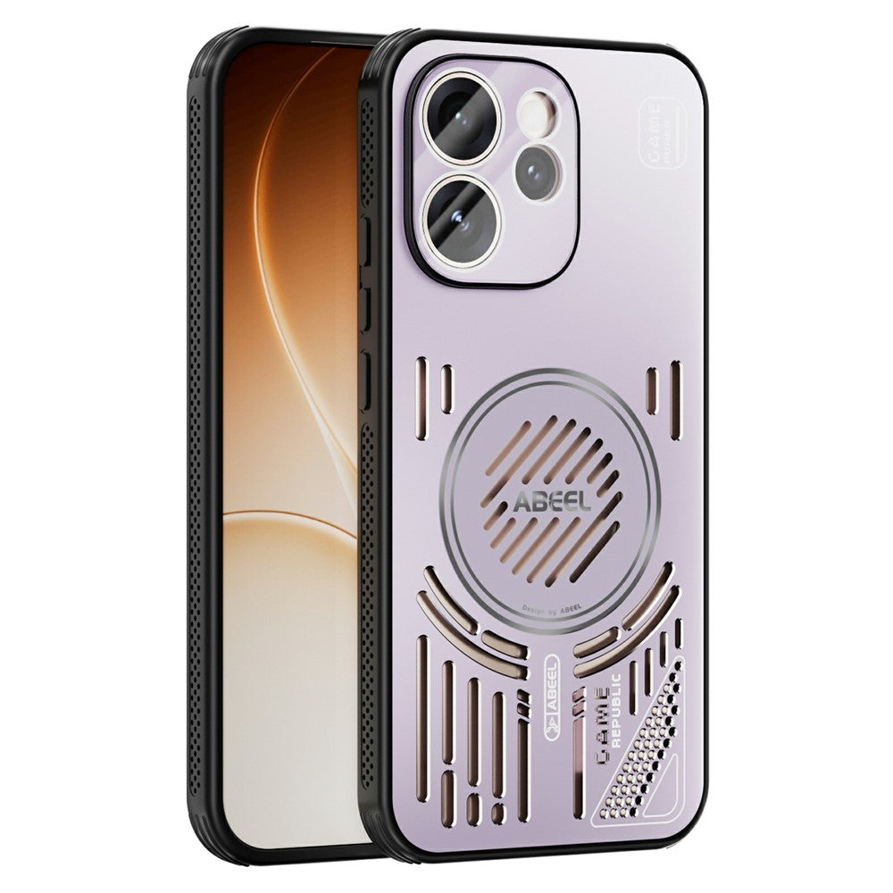 ABEEL För Oppo Reno15 Pro Max 5G (Global) / Reno15 Pro 5G (Kina) Magnetiskt Skal Aluminiumlegering + PC + TPU Ihåligt Värmeavledande mobilskal