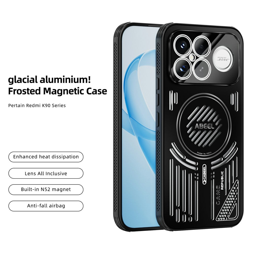 ABEEL For Xiaomi Poco F8 Ultra / Redmi K90 Pro Max 5G Magnetic Case Aluminium Alloy + PC + TPU Hollow Heat Dissipation Phone Cover