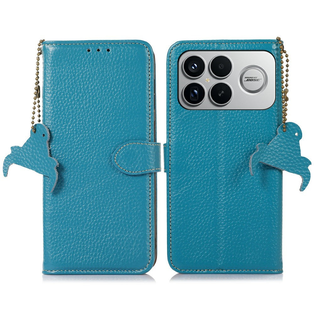 For Xiaomi Poco F8 Ultra / Redmi K90 Pro Max 5G Case RFID Blocking Genuine Cow Leather Phone Cover Litchi Texture