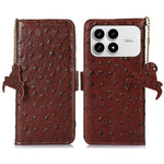 For Xiaomi Poco F8 Pro 5G / Redmi K90 5G Case RFID Blocking Genuine Cow Leather Phone Case Ostrich Texture