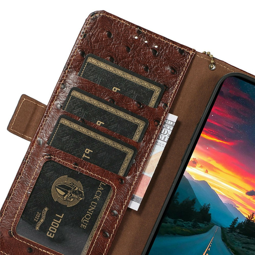 For Xiaomi Poco F8 Pro 5G / Redmi K90 5G Case RFID Blocking Genuine Cow Leather Phone Case Ostrich Texture