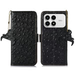 For Xiaomi Poco F8 Pro 5G / Redmi K90 5G Case RFID Blocking Genuine Cow Leather Phone Case Ostrich Texture