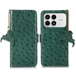 For Xiaomi Poco F8 Pro 5G / Redmi K90 5G Case RFID Blocking Genuine Cow Leather Phone Case Ostrich Texture