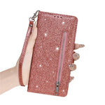Til Samsung Galaxy A57 5G Standercover Glitter Telefon Lædercover Lynlåslomme