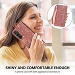 Til Samsung Galaxy A57 5G Standercover Glitter Telefon Lædercover Lynlåslomme