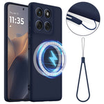 For Motorola Edge 70 5G Magnetic Case Anti-Drop Liquid Silicone Phone Cover with Lanyard