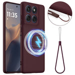 For Motorola Edge 70 5G Magnetic Case Anti-Drop Liquid Silicone Phone Cover with Lanyard
