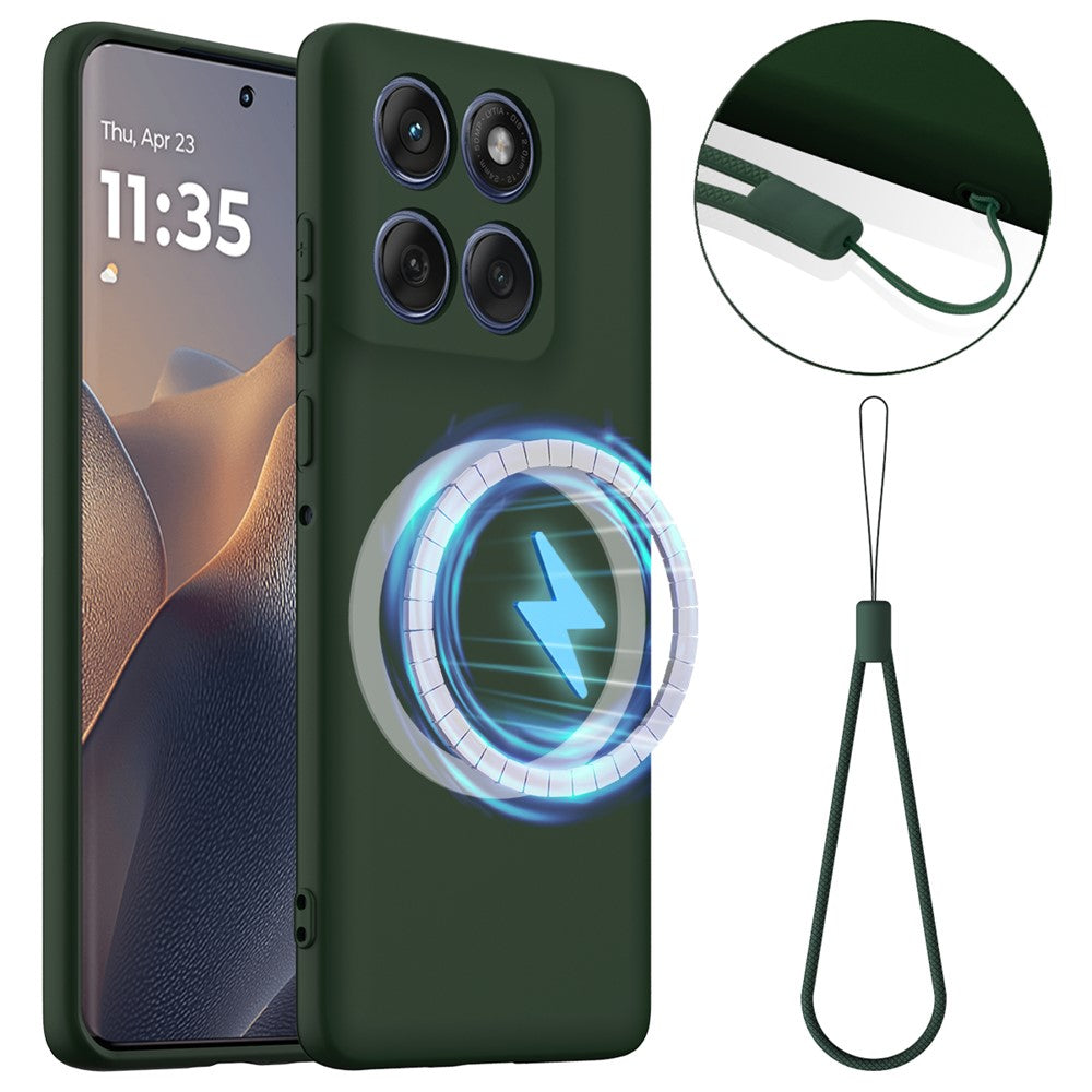 For Motorola Edge 70 5G Magnetic Case Anti-Drop Liquid Silicone Phone Cover with Lanyard