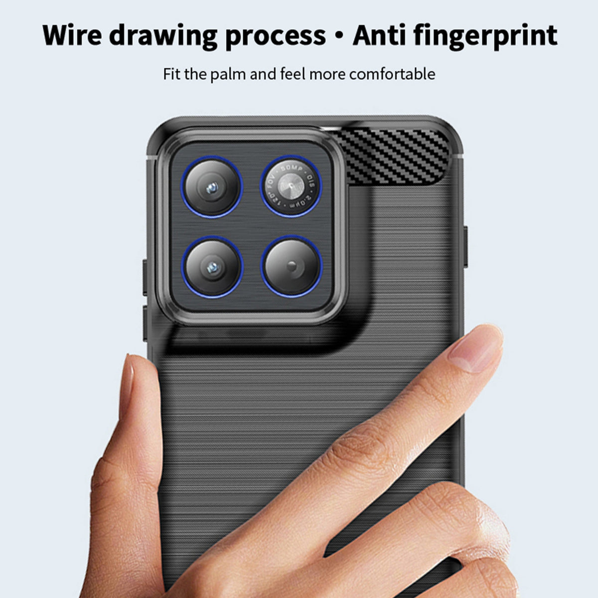 MOFI til Motorola Edge 70 5G Bagcover Børstet Tekstur Kulfiber Blødt TPU Cover