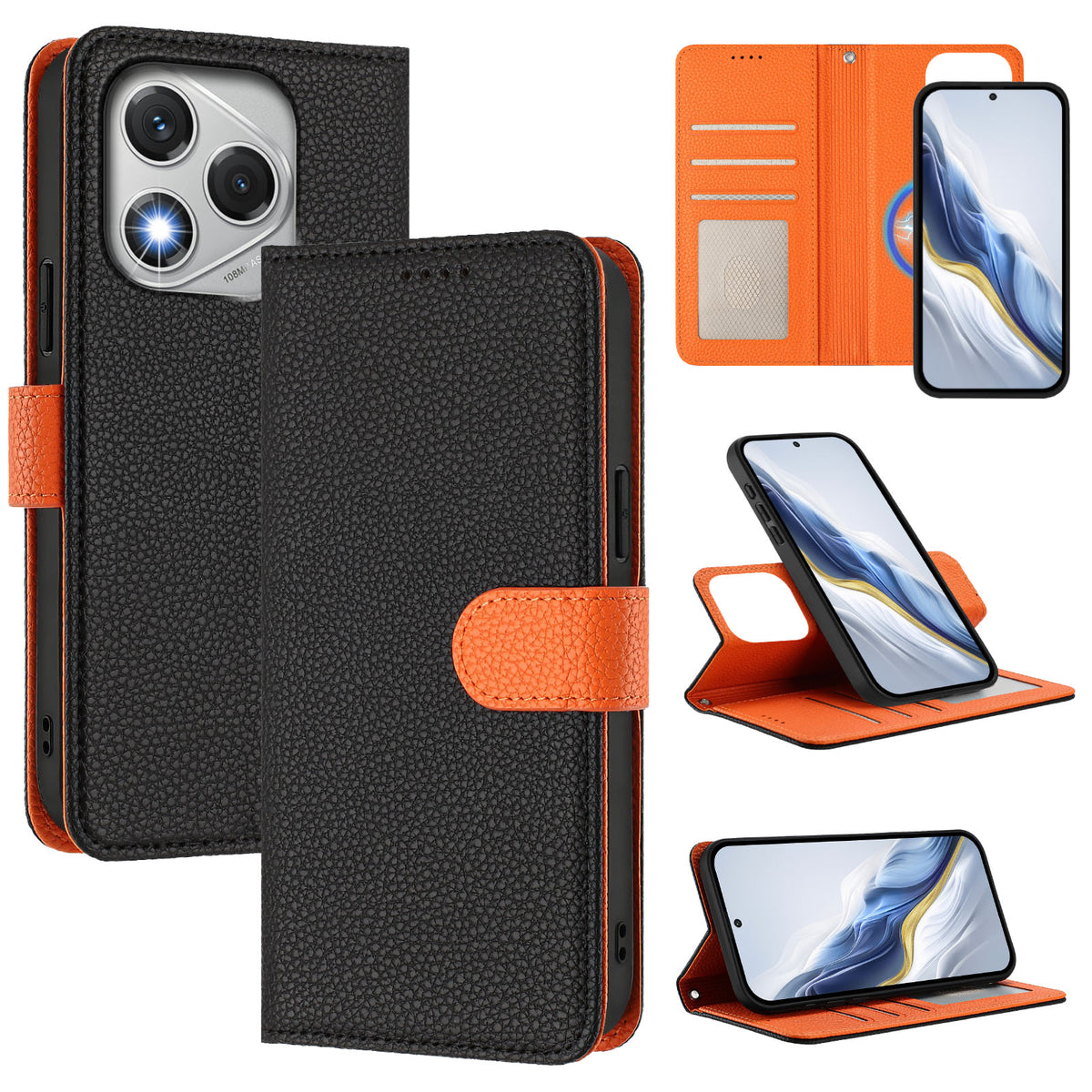 For Honor 400 Lite 5G Leather Case Detachable Wallet Magnetic Phone Cover with Hand Strap