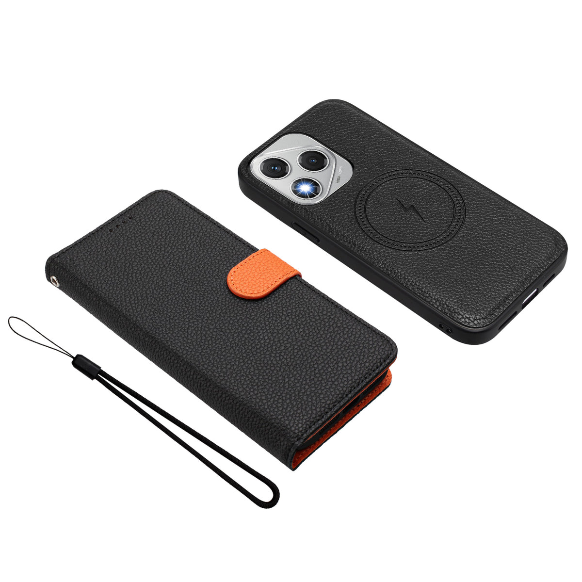 For Honor 400 Lite 5G Leather Case Detachable Wallet Magnetic Phone Cover with Hand Strap