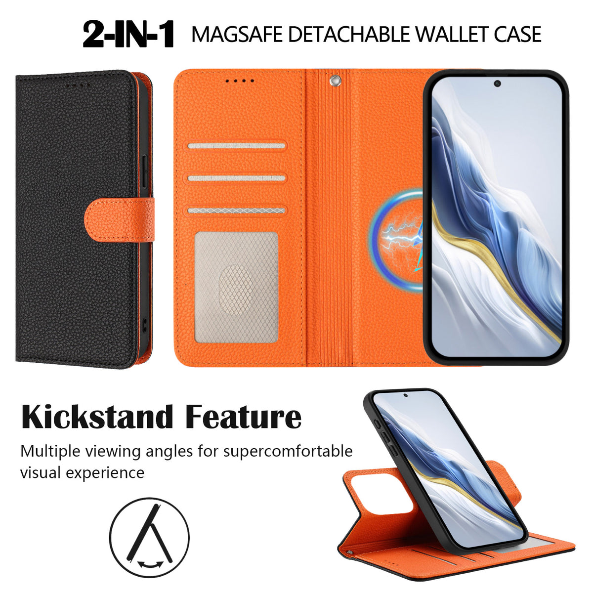 For Honor 400 Lite 5G Leather Case Detachable Wallet Magnetic Phone Cover with Hand Strap