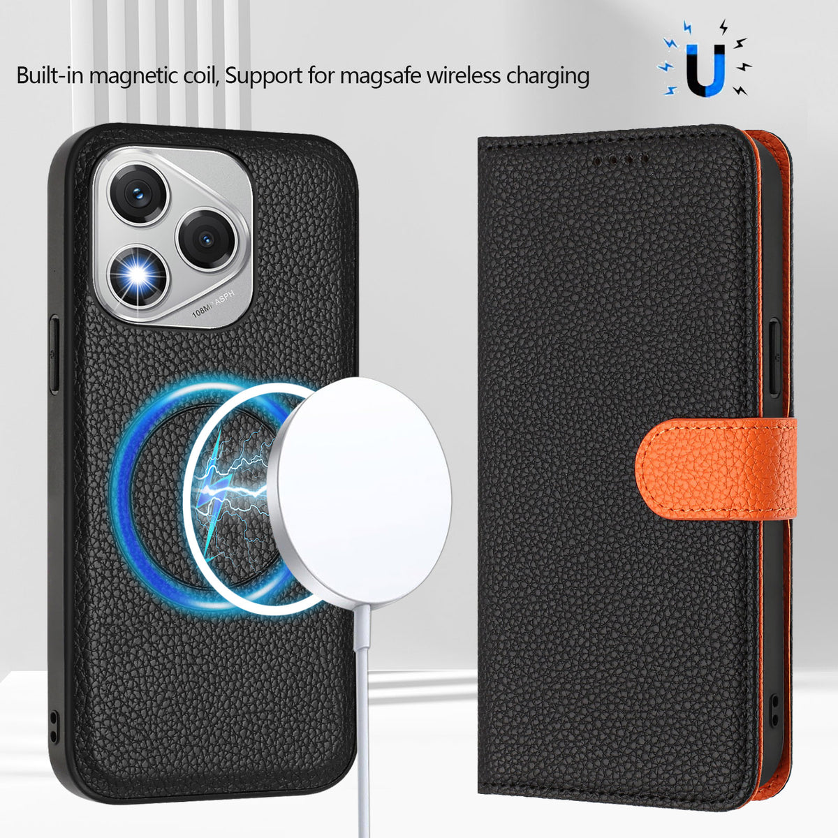 For Honor 400 Lite 5G Leather Case Detachable Wallet Magnetic Phone Cover with Hand Strap