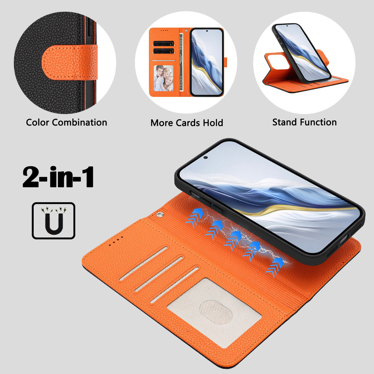 For Honor 400 Lite 5G Leather Case Detachable Wallet Magnetic Phone Cover with Hand Strap