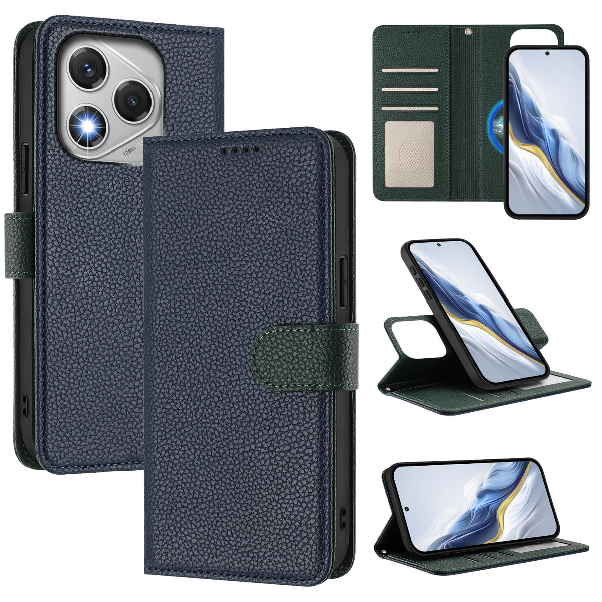 For Honor 400 Lite 5G Leather Case Detachable Wallet Magnetic Phone Cover with Hand Strap